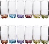 Secret de Gourmet Drinkglazen/waterglazen - 18x stuks - 380 ml - kleurenmix