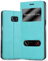 Cadorabo Hoesje voor Samsung Galaxy S7 EDGE in MUNT TURKOOIS - Beschermhoes met magnetische sluiting, standfunctie en 2 kijkvensters Book Case Cover Etui
