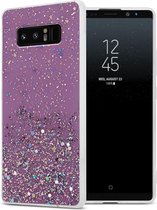 Cadorabo Hoesje voor Samsung Galaxy NOTE 8 in Paars met Glitter - Beschermhoes van flexibel TPU silicone met fonkelende glitters Case Cover Etui