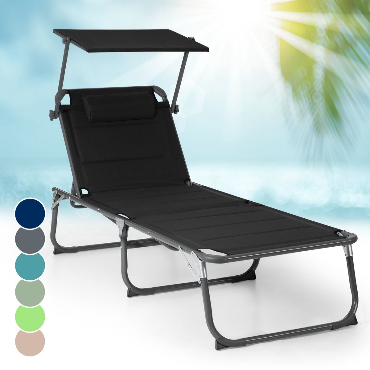 Blumfeldt Amalfi ligstoel voor de tuin - Ligbed met zonnescherm - 70 x 37 x  200 cm -... | bol.com