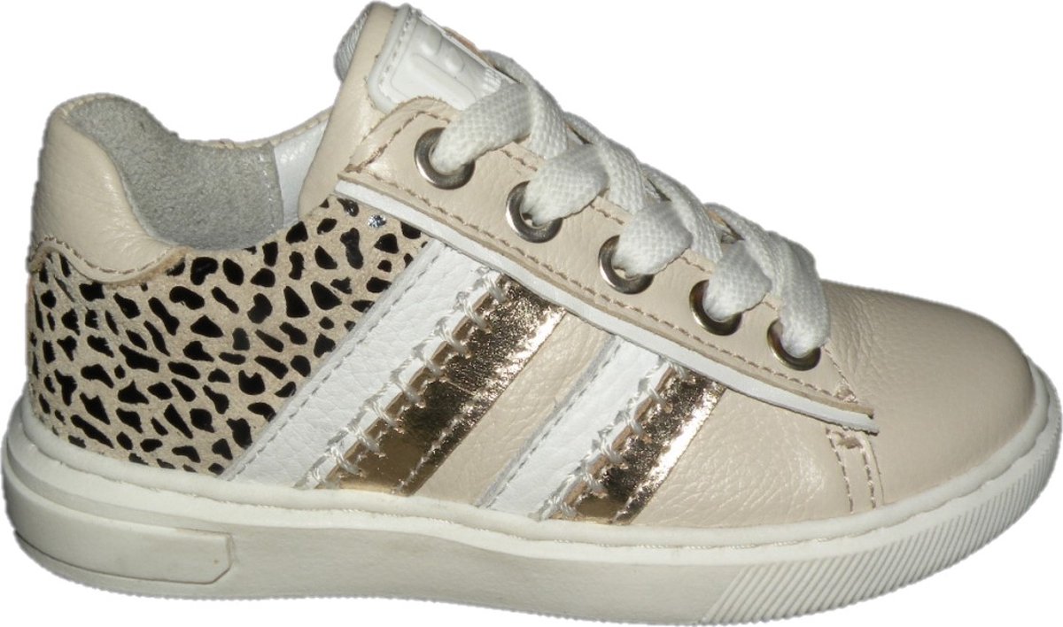 Jochie & Freaks Steffie Lage sneakers - Leren Sneaker - Meisjes - Beige - Maat 32