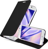 Cadorabo Hoesje geschikt voor Samsung Galaxy S6 in CLASSY ZWART - Beschermhoes met magnetische sluiting, standfunctie en kaartvakje Book Case Cover Etui
