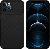 Cadorabo Hoesje geschikt voor Apple iPhone 12 PRO MAX in Bonbon Zwart - Beschermhoes van flexibel TPU-silicone Case Cover en met camerabescherming