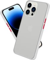 Cadorabo Hoesje voor Apple iPhone 14 PRO in Mat Transparant - Rode Knopen - Hybride beschermhoes met TPU siliconen Case Cover binnenkant en matte plastic achterkant