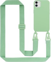 Cadorabo Mobiele telefoon ketting compatibel met Apple iPhone 11 in LIQUID LICHT GROEN - Silicone beschermhoes met lengte verstelbare koord riem