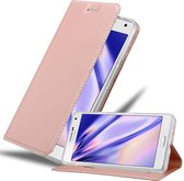 Cadorabo Hoesje voor Samsung Galaxy A7 2015 in CLASSY ROSE GOUD - Beschermhoes met magnetische sluiting, standfunctie en kaartvakje Book Case Cover Etui