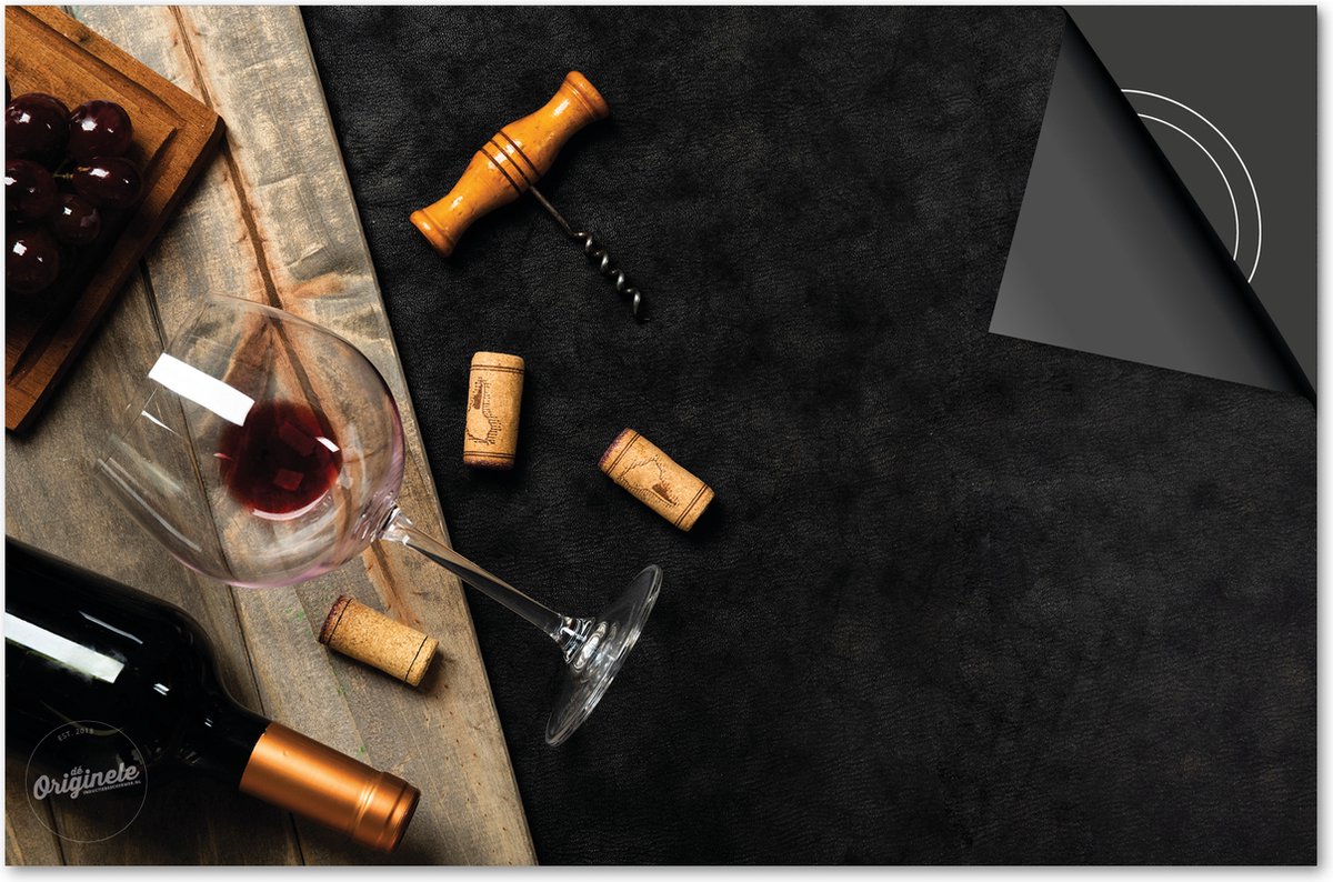 Inductie beschermer 59x52 - afdekplaat inductie mat - Dietrix Kookplaat beschermer - Exclusief - Wijn - Glas Rode Wijn en kurken
