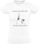 Unicorn Dames T-shirt | eenhoorn | scheet | grappig | regenboog | poep | stinkie | bah