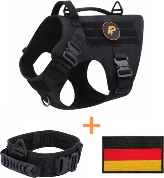 Escape Proof Harness,Geen Slip Hondenharnas Escape Proof,Volledig Reflecterend Harnas met Handvat,Ademend,Duurzaam,Verstelbaar Vest voor Middelgrote Honden Wandelen,Training,en Running Gear(Zwart,M
