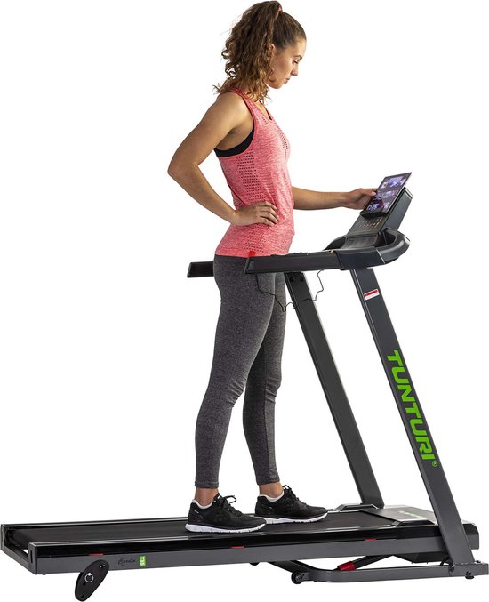 Tunturi Cardio Fit T35 Loopband inklapbaar - Hardloopband met Bluetooth - 12 trainingsprogramma's – Duidelijke monitor – 0,8 - 16,0 km/u - incl. trainings app - EU veiligheid gecertificeerd