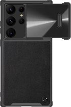Nillkin Leather CamShield S Samsung Galaxy S23 Ultra Hoesje met Camera Slider Zwart