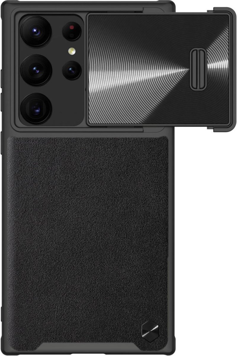 Nillkin Leather CamShield S Hoesje met Camera Slider Zwart Geschikt voor Samsung Galaxy S23 Ultra