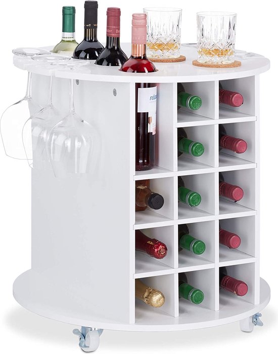 Globusbar HWC-D83, minibar huisbar wijnrek, wereldbol 33 cm rolbaar eucalyptushout MVG - bruin
