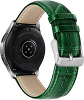 Strap-it horlogeband leer 20mm - Luxe leren crocodile bandje geschikt voor Huawei Watch GT 2 42mm / GT 3 42mm / GT 3 Pro 43mm - Polar Ignite / Ignite 2 / 3 / Unite / Pacer - Amazfit Bip / GTS 1-2-3-4 - groen