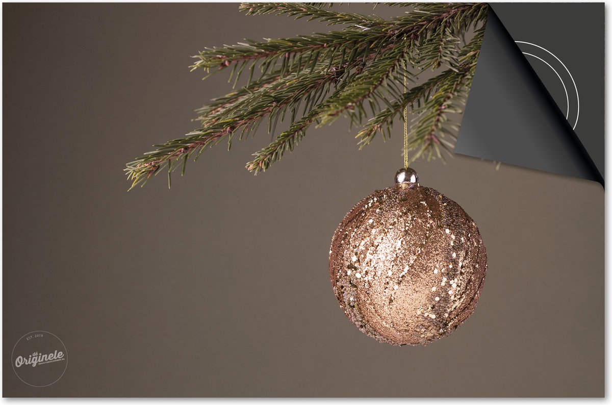 Inductie beschermer 78x52 - afdekplaat inductie mat - Dietrix Kookplaat beschermer - DELUXE - Feestdagen - Roze Koper kerstbal in kerstboom