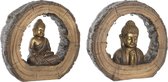Decoratieve figuren DKD Home Decor Verouderde afwerking Gouden Bruin Boeddha Orientaals Magnesium (40 x 13 x 40 cm) (2 Stuks)