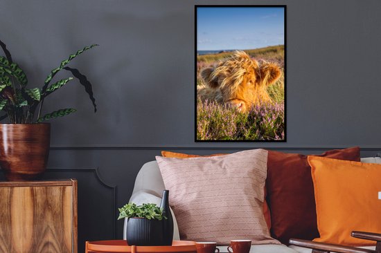 Highlander écossais sur le cadre photo violet bruyère noir sans passe partout