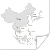 Carte de l' Asie avec les noms de pays 50x50 cm