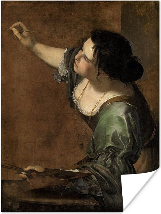 Poster Zelfportret als alrie van de schilderkunst - schilderij van Artemisia Gentileschi - 90x120 cm