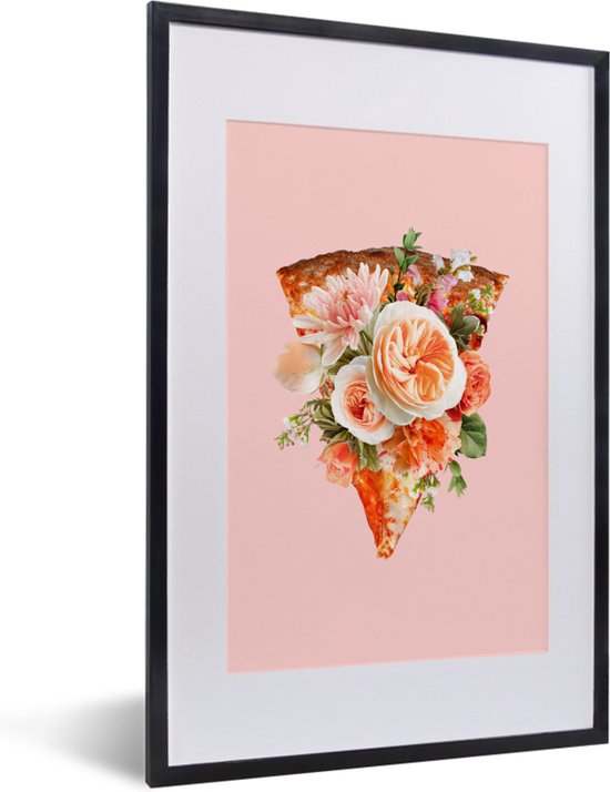 Fotolijst incl. Poster - Stilleven - Pizza - Bloemen - 40x60 cm - Posterlijst