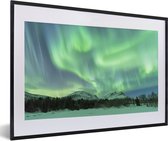 Fotolijst incl. Poster - Noorderlicht - Sneeuw - Berg - Noorwegen - 60x40 cm - Posterlijst