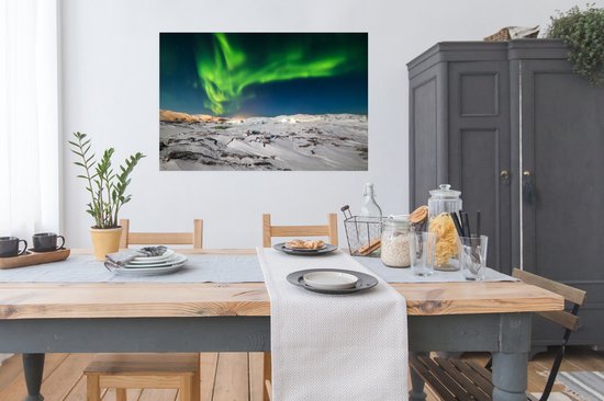 Aurores boréales au-dessus d'un paysage d'hiver papier affiche 120x80 cm - Tirage photo sur Poster (décoration murale salon / chambre) / Phénomènes naturels Poster