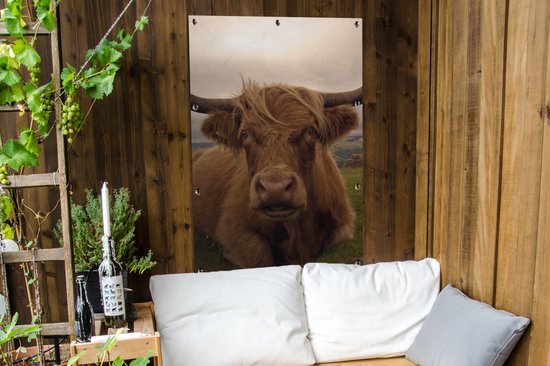 Affiche de jardin - Toile de jardin - Posters de jardin extérieures - Highlander écossais - Animaux - Berg - 80x120 cm - Jardin