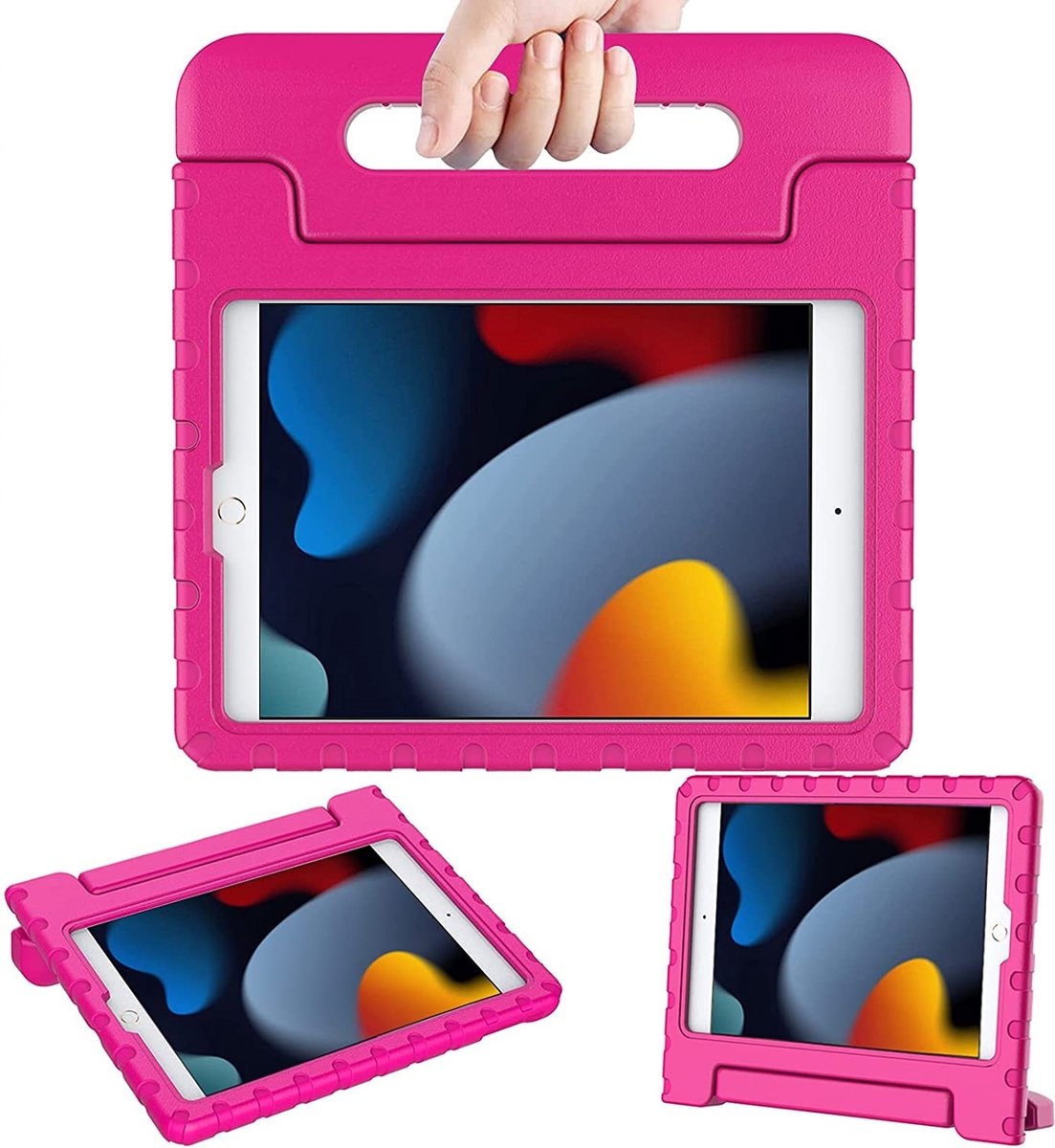 Hoes geschikt voor iPad 2021 Kinderen Roze - Hoes geschikt voor iPad 10.2 (2019) kinderen Hoes - Hoes geschikt voor iPad 10.2 (2020) Hoes Kidsproof Backcover met handvat - Ntech