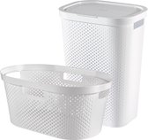 Curver Infinity Recycled Wasmand met deksel 60L + Wasmand 40L - Wit
