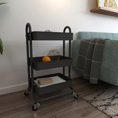 Bol.com Keukentrolley Pyhäntä met 3 manden 785x46x35 cm zwart aanbieding