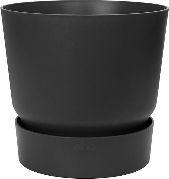 Elho Greenville Rond 47 - Bloempot voor Buiten - Ø 47.0 x H 44.0 cm -  Zwart/Living Black | bol.com