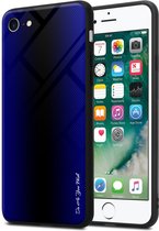 Cadorabo Hoesje voor Apple iPhone 7 / 7S / 8 / SE 2020 in KOBALT PAARS - Beschermhoes gemaakt van TPU silicone Case Cover en achterkant van gehard glas