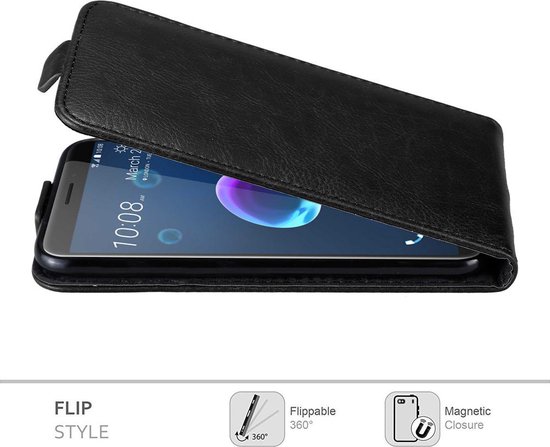 Coque Cadorabo pour HTC Desire 12 en NOIR NOIR - Coque de protection au design rabattable avec fermeture magnétique