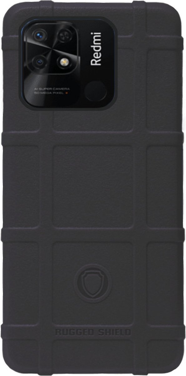 RUGGED SHIELD Rubber Bumper Case Hoesje Geschikt voor Xiaomi Redmi 10C - Zwart