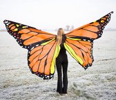 KIMU Luxe Grote Vlinder Vleugels Kostuum Oranje - Vlindervleugels Pak Festival