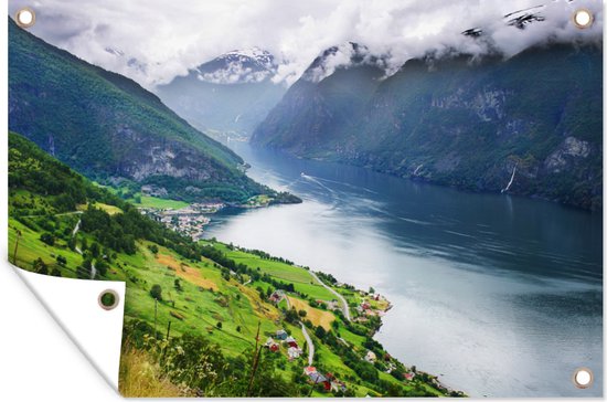 Aurlands Fjord Noorwegen foto - Tuinposter - Tuindoek - Buitenposter