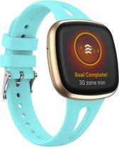 By Qubix geschikt voor Fitbit Versa 3 - Fitbit Versa 4 - Fitbit Sense 1 - Fitbit Sense 2 - Sportbandje druppel design - Large - Lichtblauw Smartwatchbandje bandje Armband Polsband