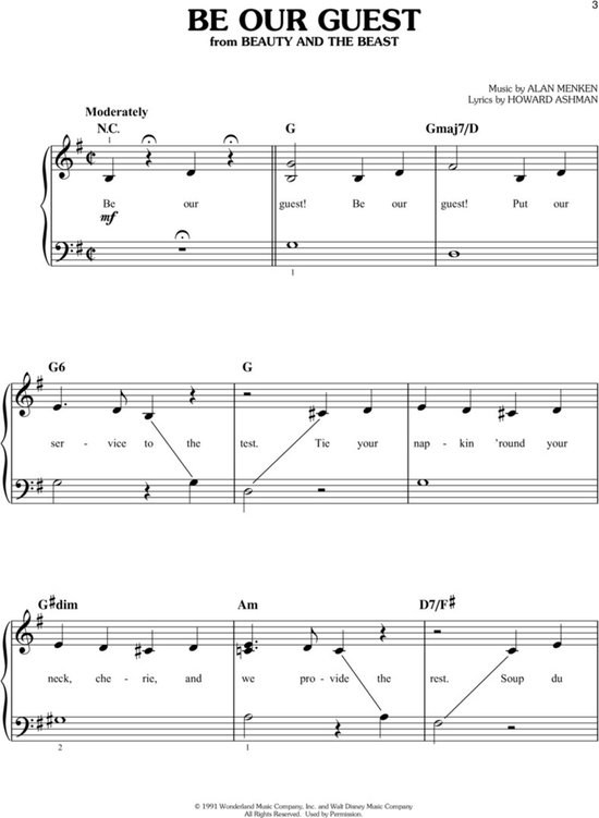 Bladmuziek voor 'Be Our Guest' uit Beauty and the Beast.