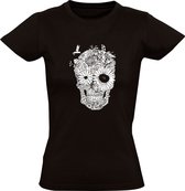 Schedel Dames T-shirt | natuur | skull | bloemen | planten