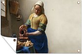 Tuinposter - Tuindoek - Tuinposters buiten - Het melkmeisje - Kunst - Oude meesters - Vermeer - 120x80 cm - Tuin