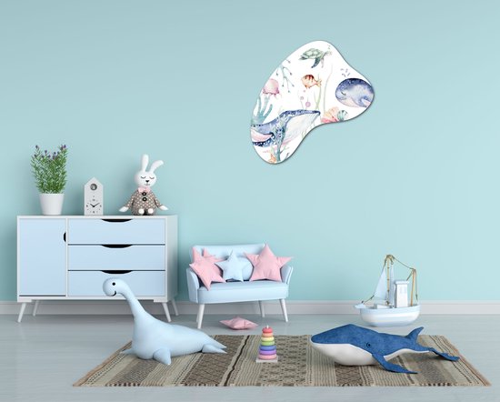 Organische wanddecoratie zeedieren onderwater thema - 50 cm - met ophangsysteem - Decoratie kinderkamer / babykamer jongens & meisjes