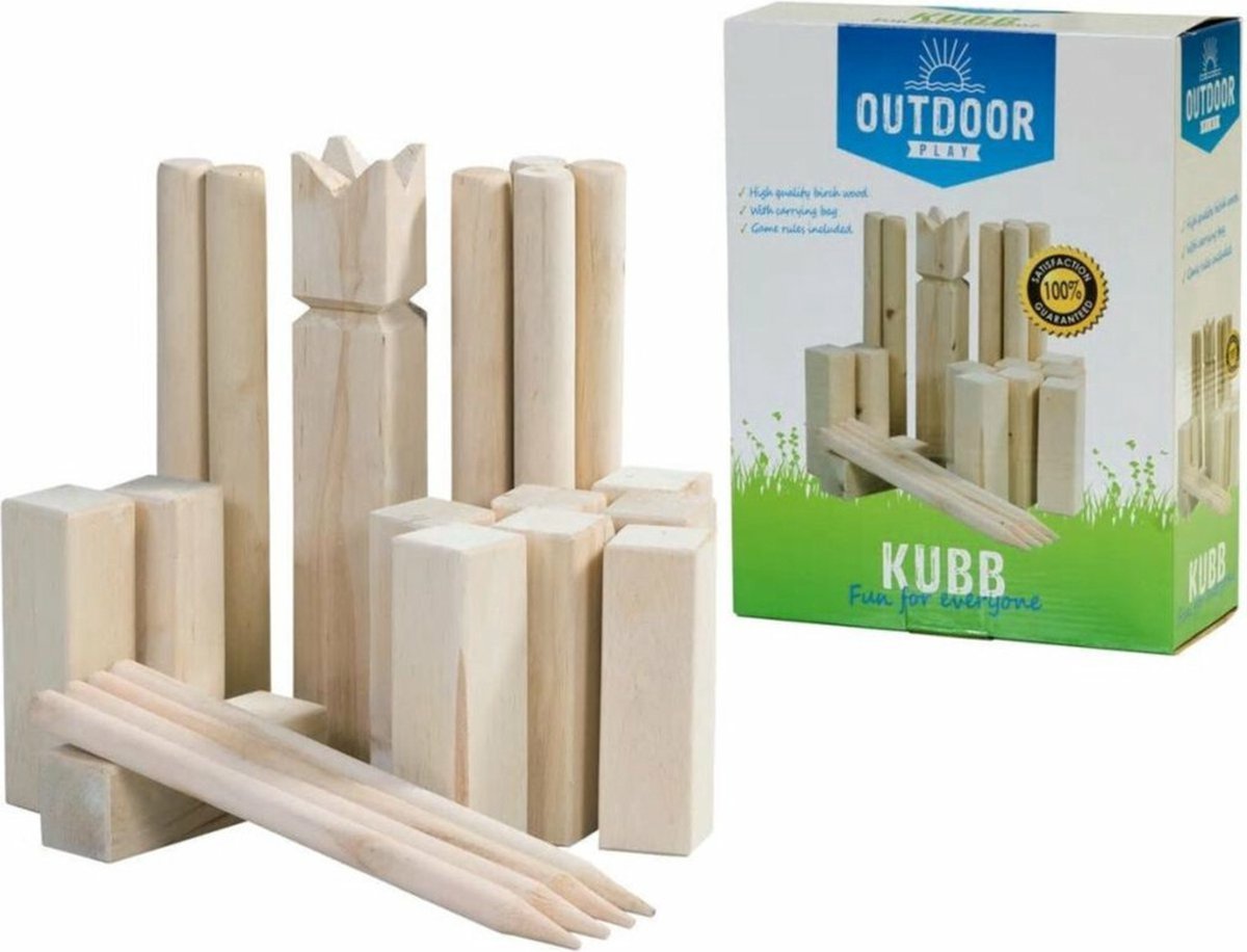 Outdoor Play Kubb spel XL -  Speelgoed - Extra grote uitvoering - Geleverd met draagzak - Inclusief spelregels — afbeelding 10
