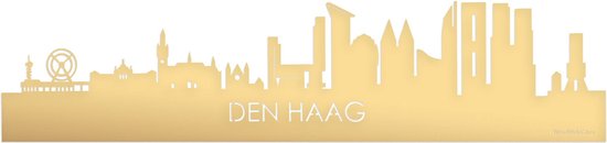 Skyline Den Haag Goud Metallic - 100 cm - Woondecoratie - Wanddecoratie - Meer steden beschikbaar - Woonkamer idee - City Art - Steden kunst - Cadeau voor hem - Cadeau voor haar - Jubileum - Trouwerij - WoodWideCities