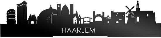 Standing Skyline Haarlem Zwart Glanzend - 60 cm - Woondecoratie design - Decoratie om neer te zetten en om op te hangen - Meer steden beschikbaar - Cadeau voor hem - Cadeau voor haar - Jubileum - Verjaardag - Housewarming - Interieur -