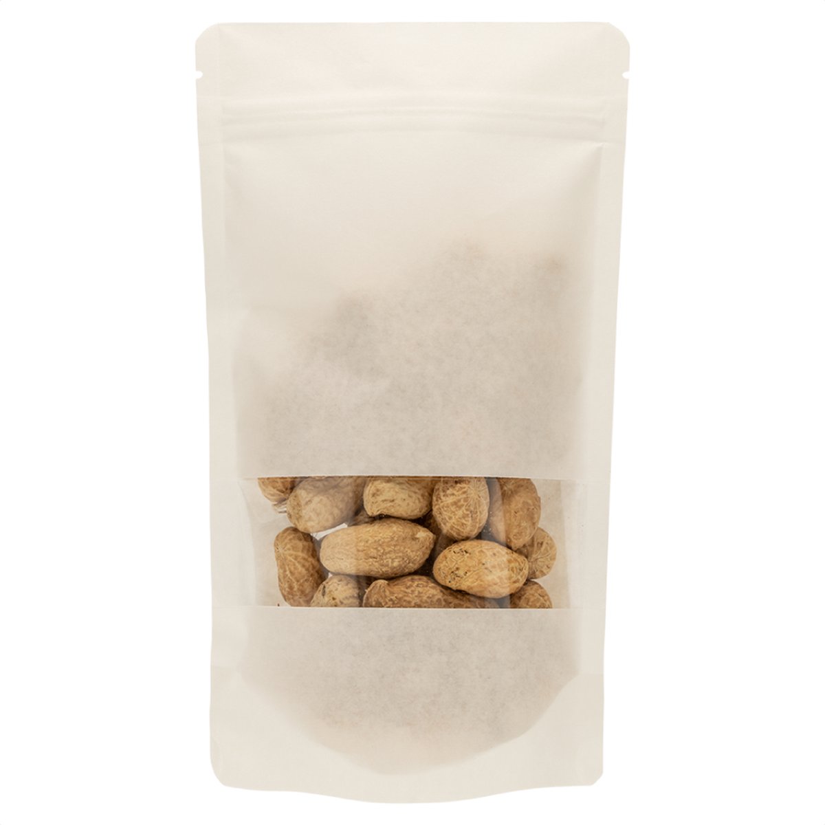 100x Stazakken Kraftpapier Wit Met Venster 130 x 225 mm (500 ml) Stazak Hersluitbaar Luchtdicht en Vochtdicht - Gripsluiting - Voedselveillig - Hersluitbare Stazak - Ziplock zakjes - Hersluitbare zakjes