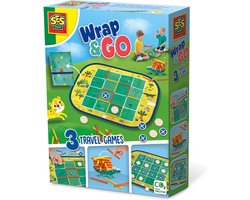 SES - Wrap&Go reisspellen - Vier op een lijn - Kamertje verhuur - Pak kroko - 3 in 1 - travel size - speelbord is de bewaartas