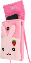 Schoudertasje voor smartphone van Stof Konijn – Roze