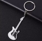 Elektrische gitaar (Wit) - Sleutelhanger - Muziekinstrumenten hanger - Gift - Cadeau