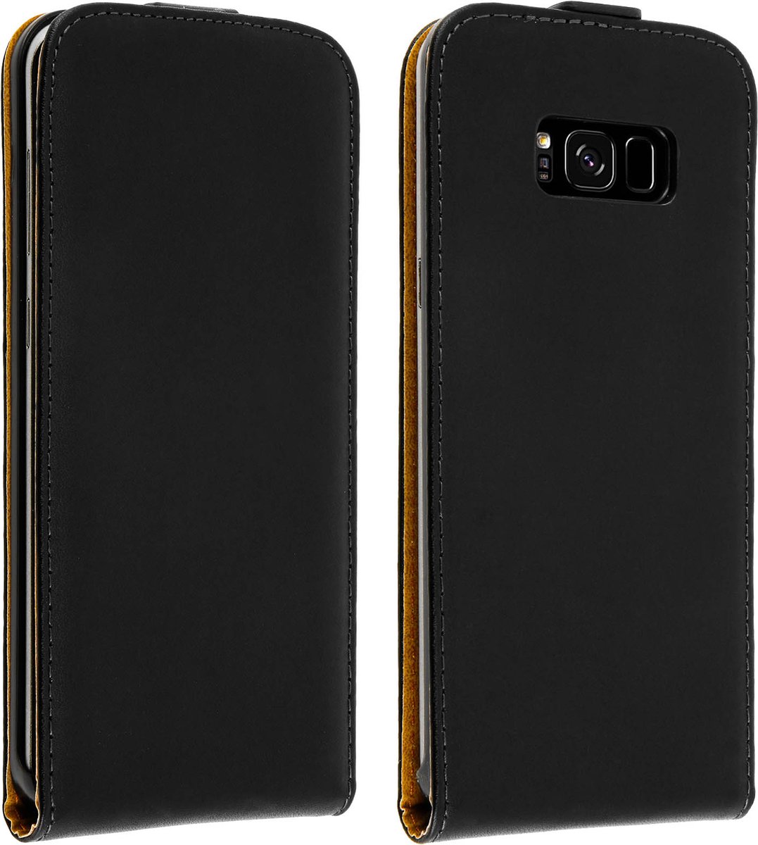 Avizar Foliohoes Geschikt voor Samsung Galaxy S8 Plus Echt lederen clamshell, Zwart