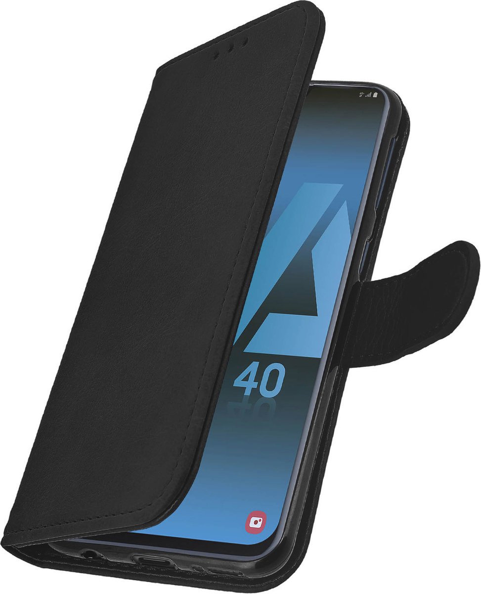 Geschikt voor Samsung Galaxy A40 Bookcover Video Support Functie zwart